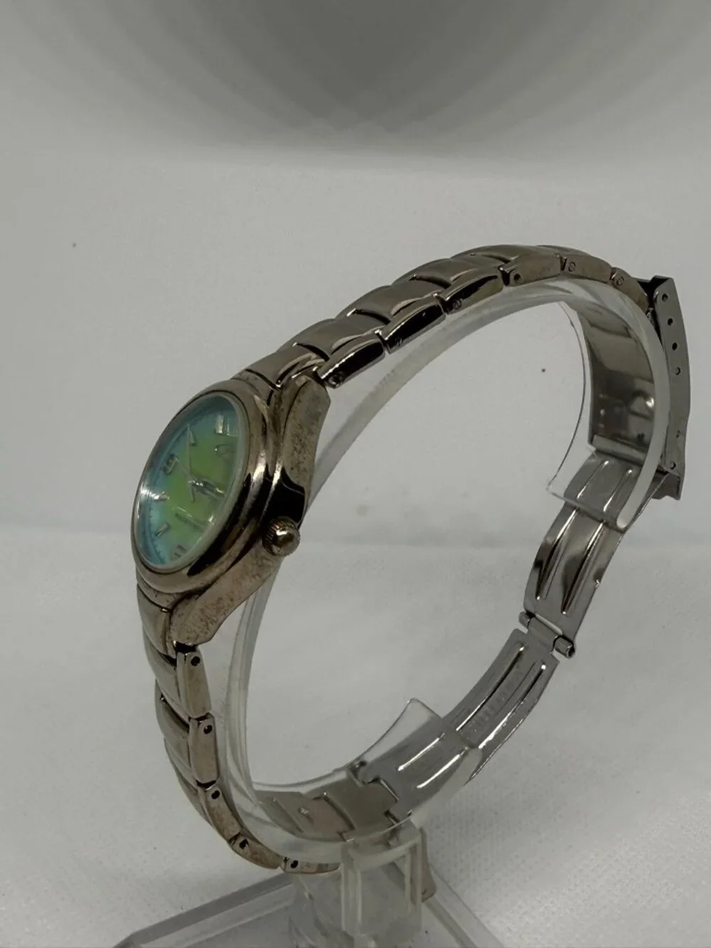 BUM Vintage Women Stainless Steel Analog Watch Gradient Green Yellow Dial BUM002